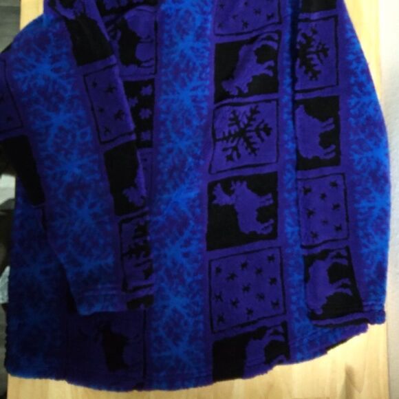 Vintage Moose & Snowflakes Pattern Fleece Jacket - Picture 5 of 7